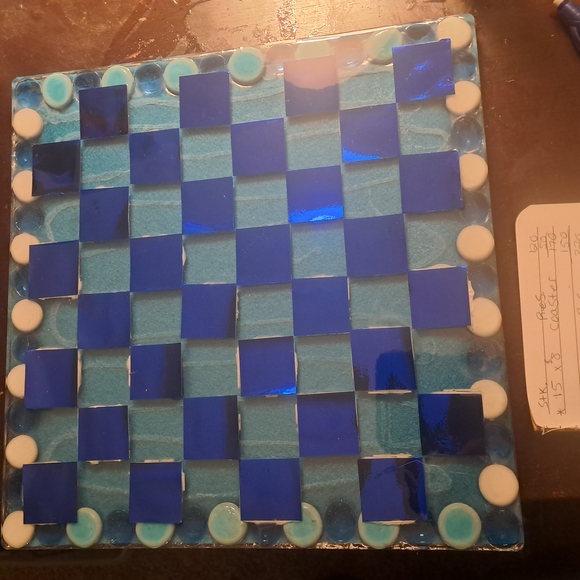 Blue and White Resin Chess Board